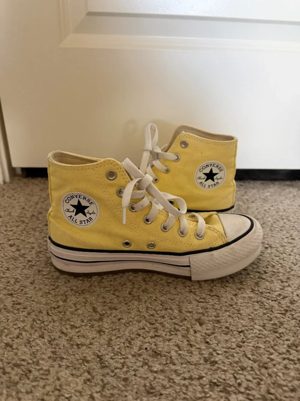 Butter Yellow Platform High Top Converse- Size 2